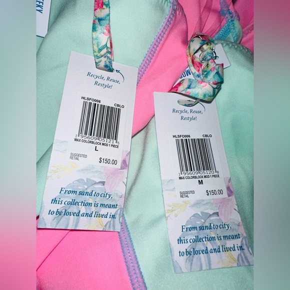 LoveShackFancy x Hurley Max Colorblock Halter Zip High Cut One Piece Swimsuit - Picture 7 of 16